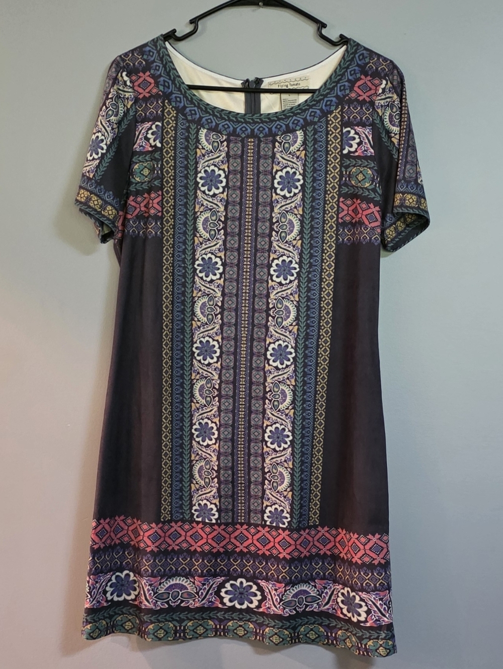 Flying Tomato Navy Tunic with Teal & Purple Pattern